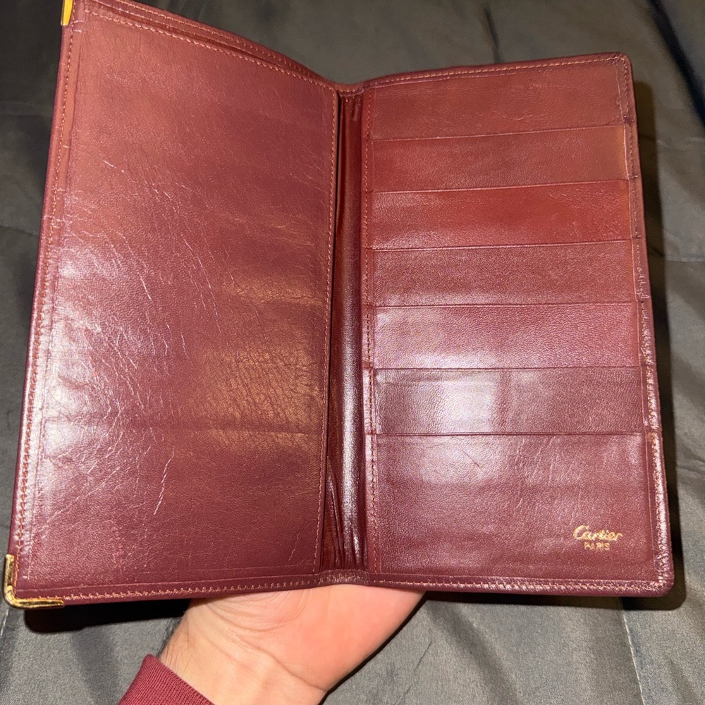 Cartier Burgundy Leather Wallet Organizer